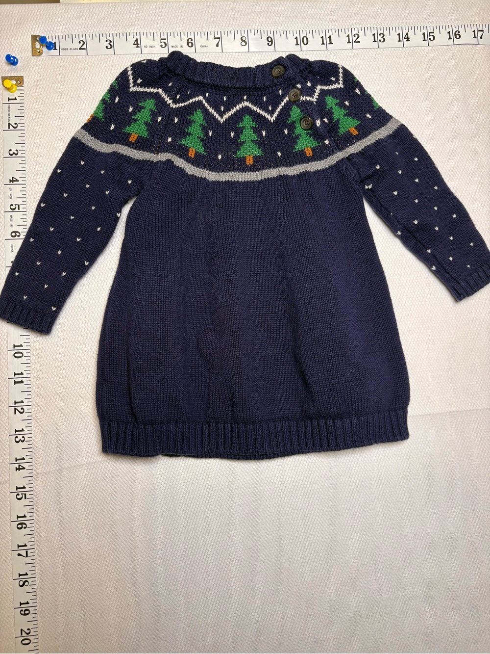 Hanna Andersson 3–6M Navy Christmas Tree Knit Sweater Dress